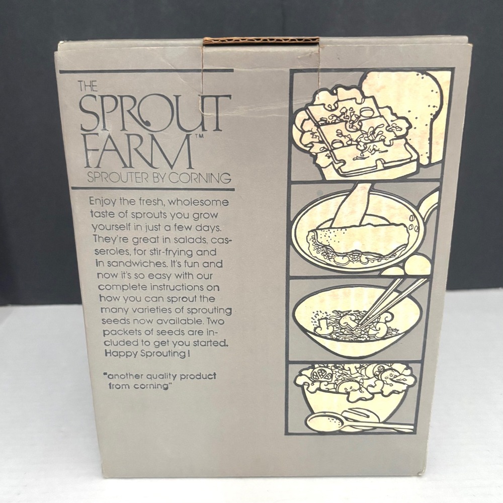 Vintage Corning Sprout Farm 5200 Pyrex Glass Seed Sprouter Kit New in Box - Picture 2 of 6
